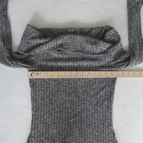 7 For All Mankind Womens S Cowl Neck Long Sleeve Fitted Tunic Sweater Top Gray - Picture 4 of 9
